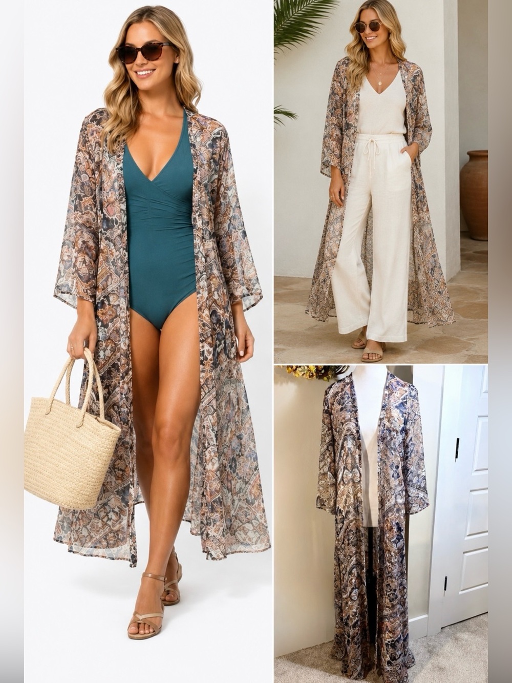 Show Me Your Mumu Karmyn Semi-Sheer Duster Kimono in Bombshell Babes Print~S💚